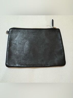 Givenchy Black Leather Zip Pouch with Gold Hardware